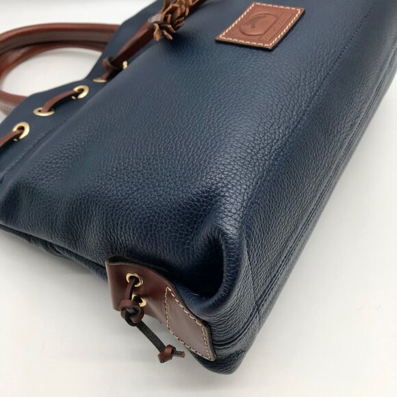 Dooney & Bourke Dark Blue Pebble Grain Tassel Tote - Picture 7 of 11